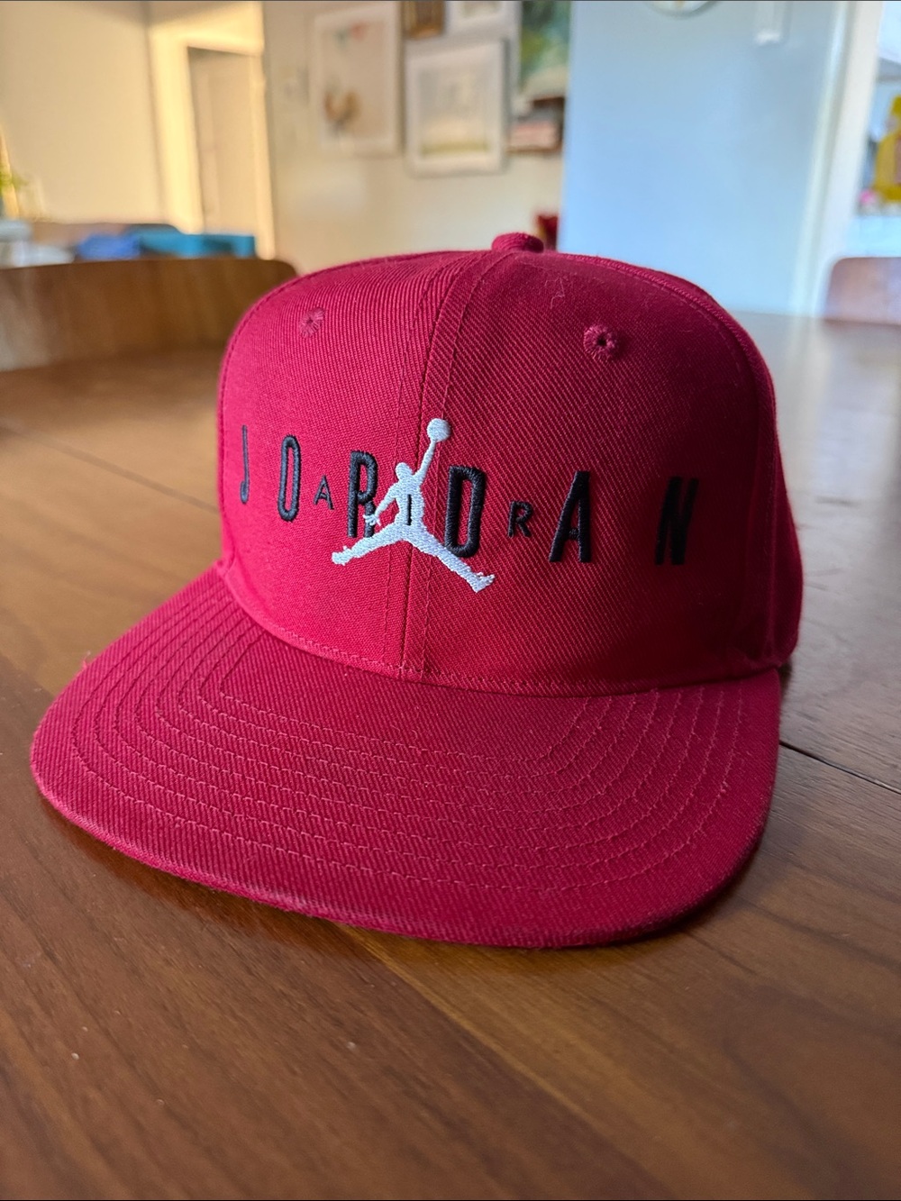 Jordan Kids Red Snapback with White Jumpman and Black Lettering